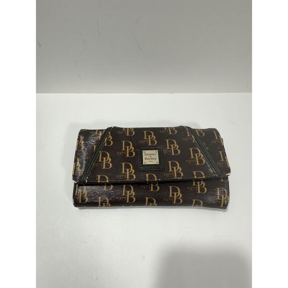 Dooney‎ & Bourke Women's 1975 Db Signature Grace Brown Green Wallet VTG RARE - Picture 3 of 11